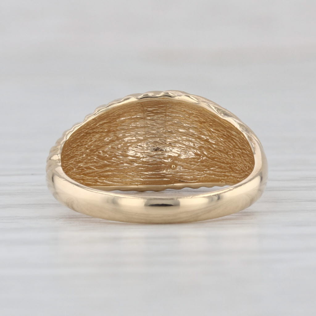 Domed Scalloped Croissant Ring 14k Yellow Gold Size 5.75