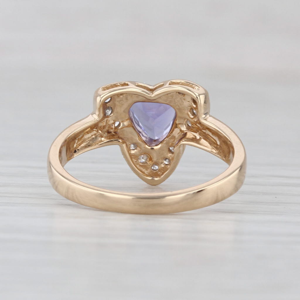 0.61ctw Tanzanite Diamond Halo Ring 14k Yellow Gold Size 6