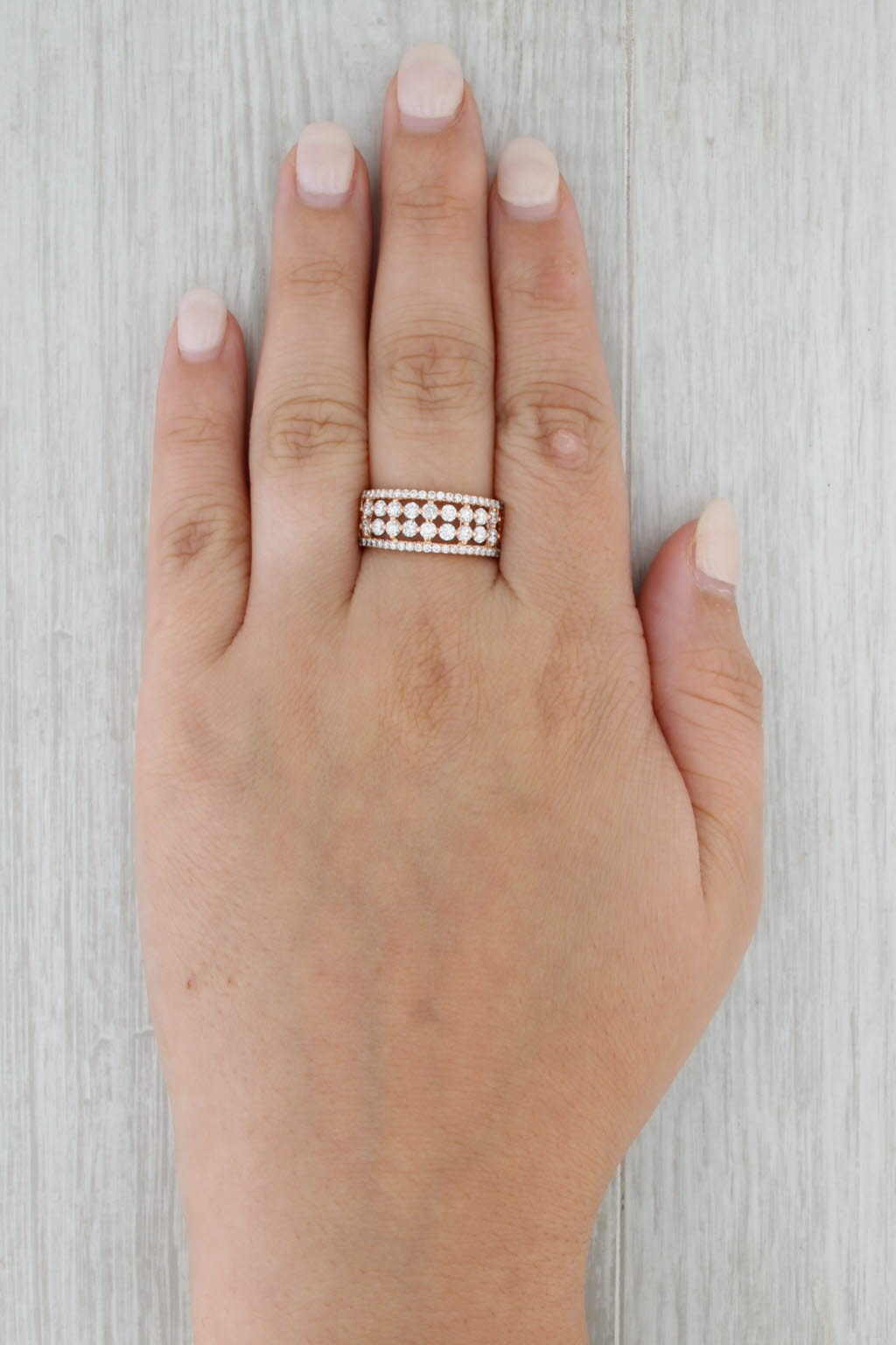 1.26ctw Diamond Ring 18k Rose Gold Size 8.5 Anniversary Band