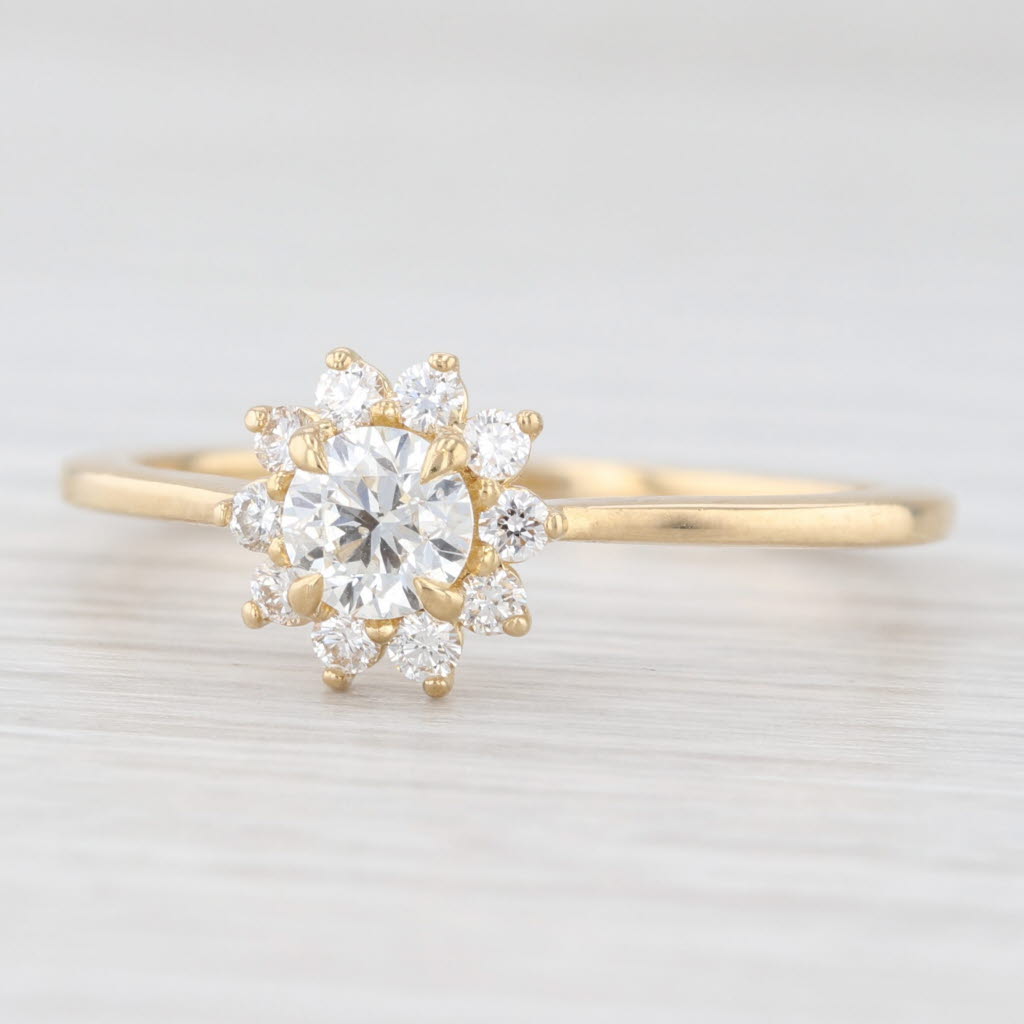 Light Gray 0.67ctw Round Diamond Halo Engagement Ring 14k Yellow Gold Size 10.25 GIA