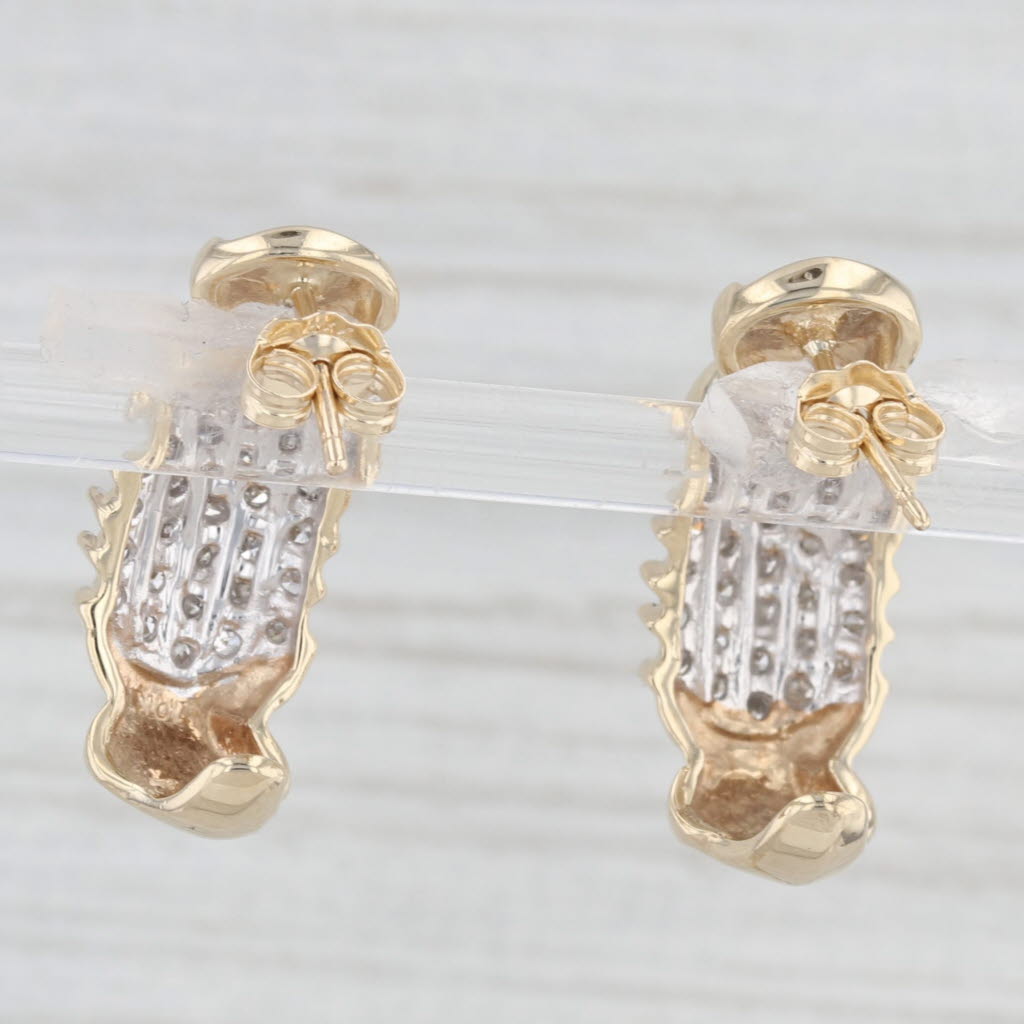 Light Gray 0.30ctw Diamond Cluster J-Hook Earrings 10k Yellow Gold Pierced Drops