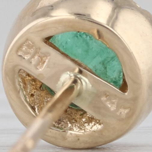0.75ctw Emerald Diamond Halo Stud Earrings 14k Yellow Gold Round Studs