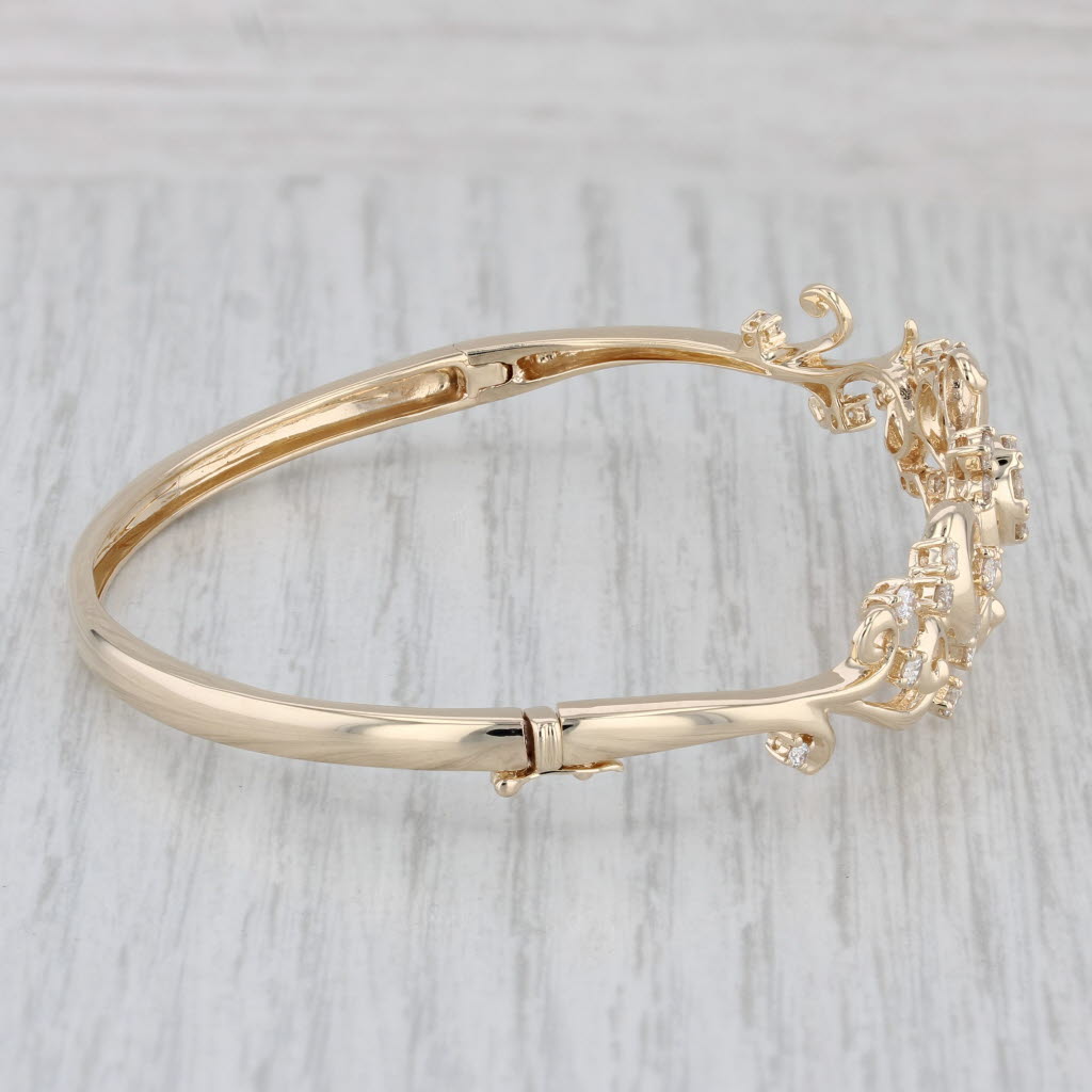 Gray Effy Ornate 0.76ctw Diamond Bangle Bracelet 14k Yellow Gold 6.75" Hinged