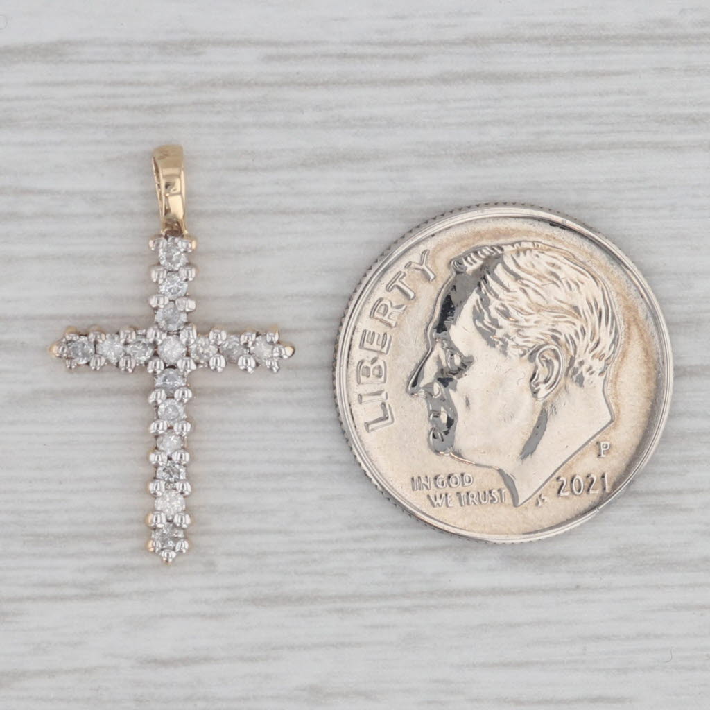 Gray 0.25ctw Diamond Cross Pendant 10k Yellow Gold