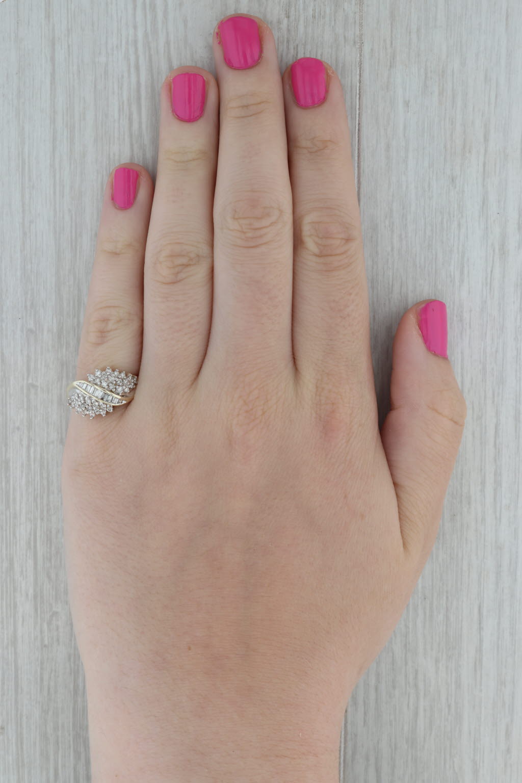 Dark Gray 0.34ctw Diamond Cluster Ring 10k Yellow Gold Size 7 Cocktail