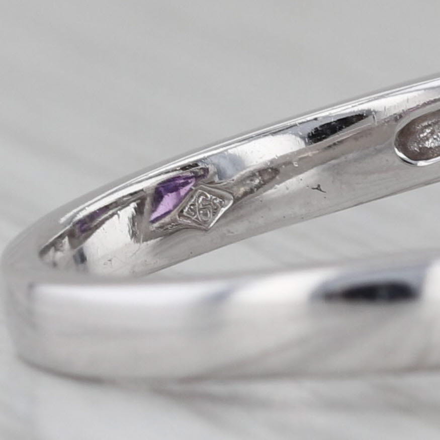 Gray 2.61ctw Pear Amethyst Diamond Overlay Ring 14k White Gold Size 7 Bypass