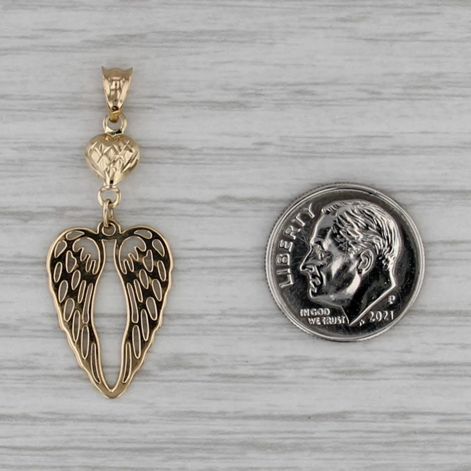 Winged Heart Pendant 18k Yellow Gold Drop