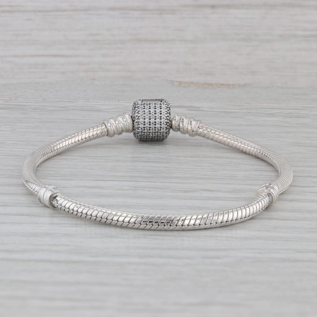 Gray Authentic Pandora Signature Pave Clasp Bracelet Sterling Silver 7.1" 590723CZ