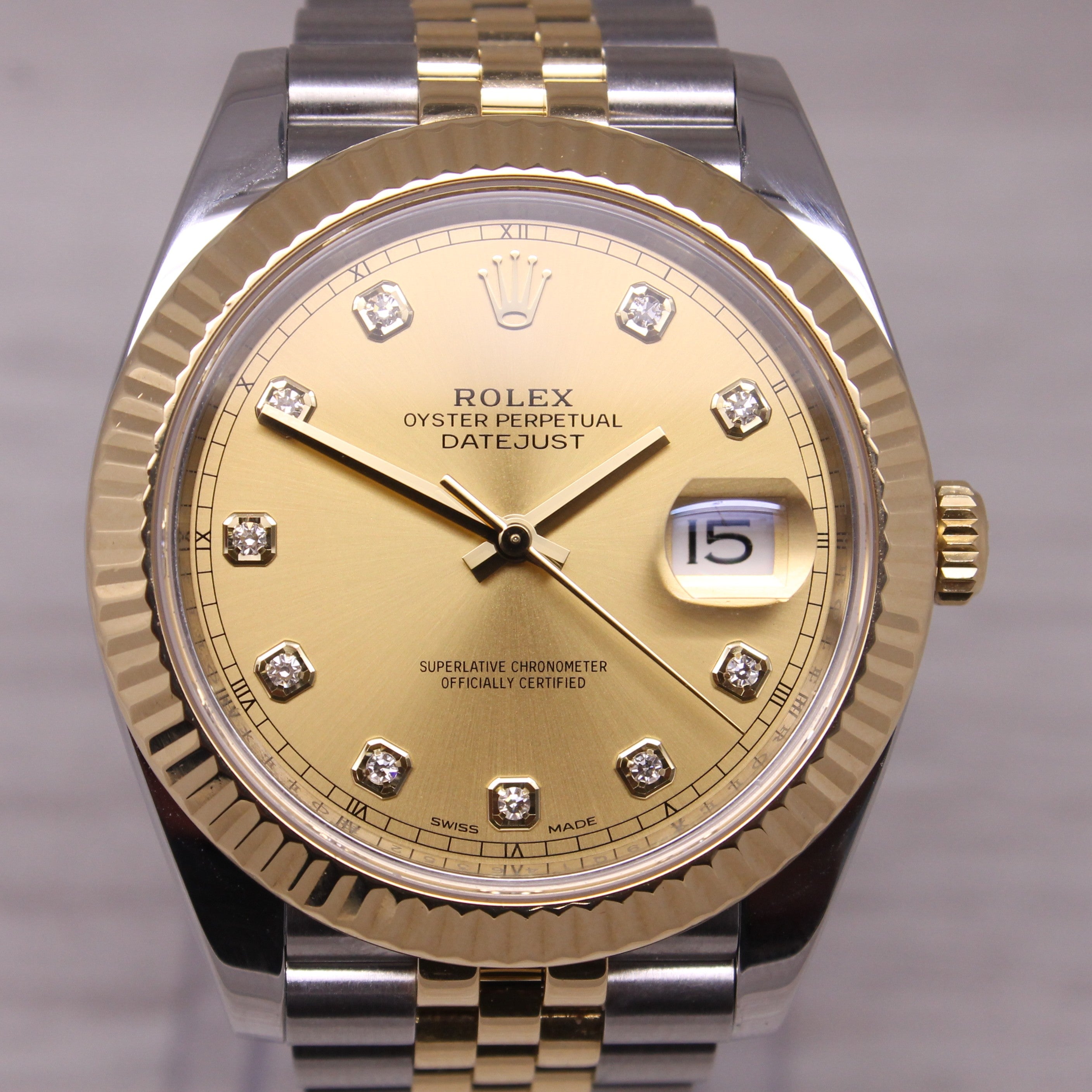 Rolex Datejust 41 Mens Steel & 18k 126333 Automatic Watch Diamond Dial w Jubilee