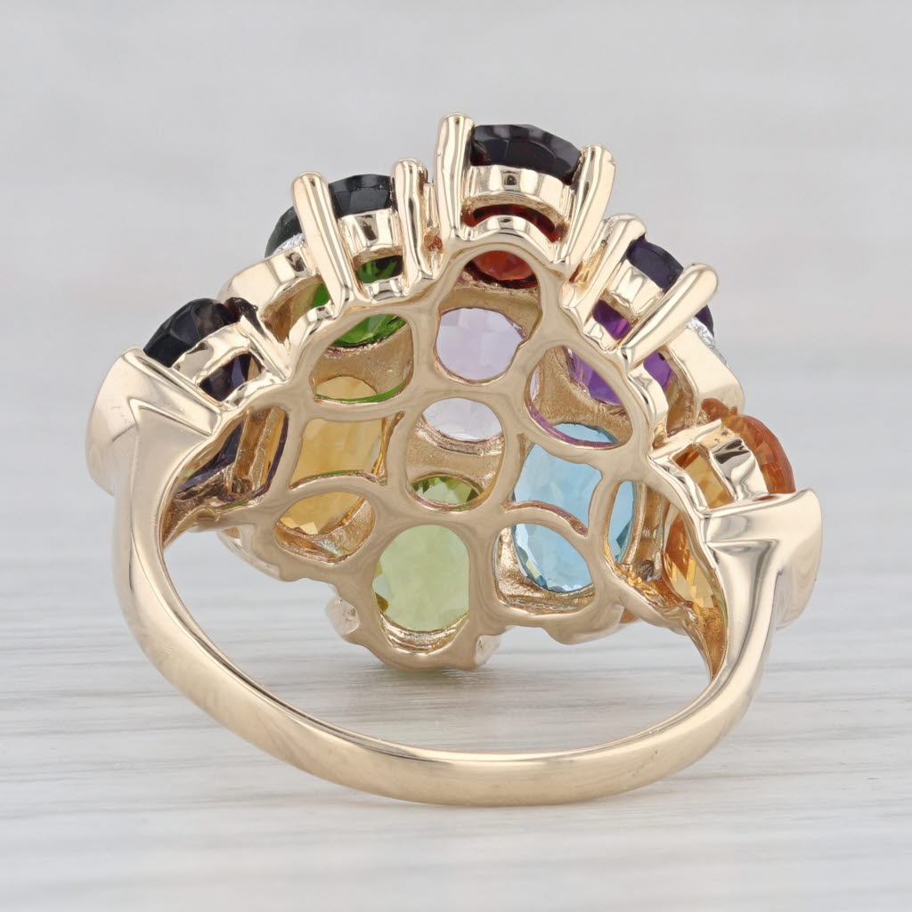 Gray 11.86ctw Gemstone Cluster Cocktail Ring 14k Gold Size 9.25 Garnet Peridot Topaz