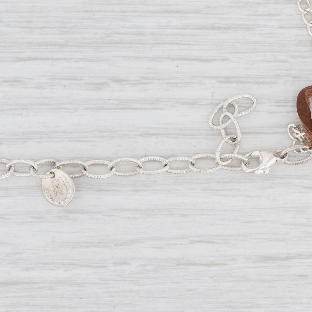 New Nina Wynn Necklace Cordelia Woven Brown Leather Druzy Quartz