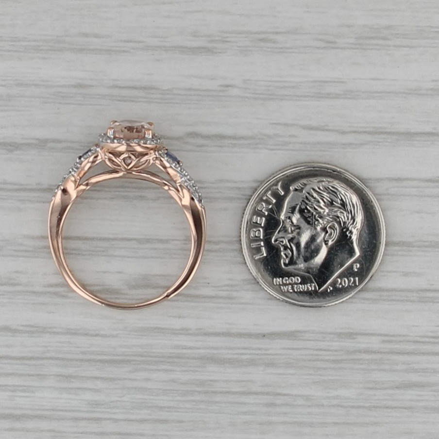 1.19ctw Morganite Diamond Halo Tanzanite Ring 10k Rose Gold Size 5 Engagement