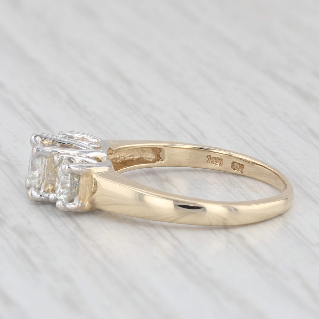 Light Gray 0.94 ctw 3-Stone Round Diamond Engagement Ring 14K Yellow Gold Size 6