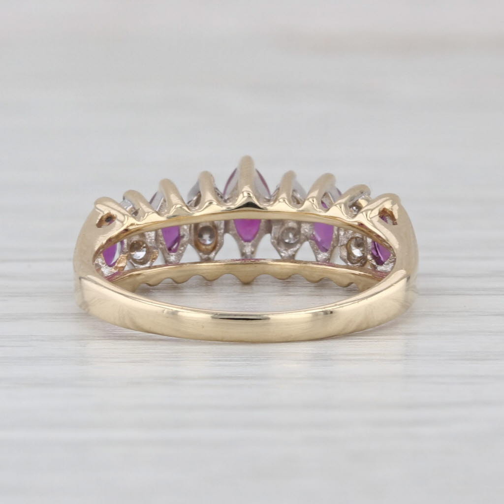 0.78ctw Ruby Diamond Tiered Ring 14k Yellow Gold Rooftop Pyramid Size 5.75