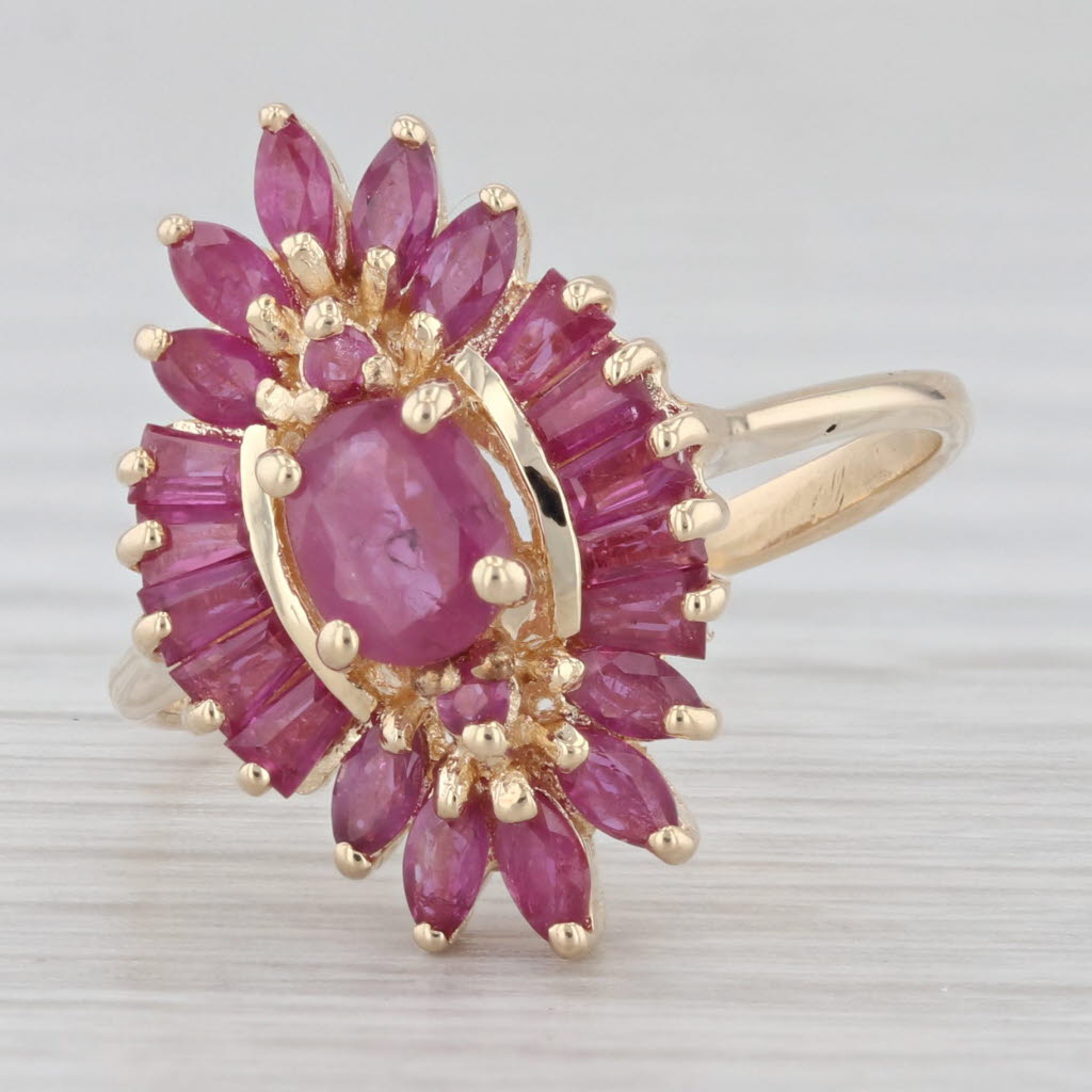 Light Gray 1.66ctw Ruby Halo Ring 14k Yellow Gold Size 5.5