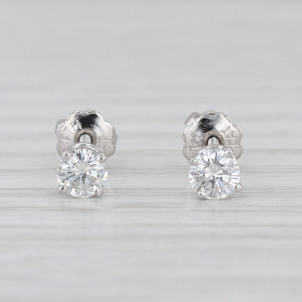 0.30ctw Round Brilliant Diamond Solitaire Stud Earrings Platinum Studs