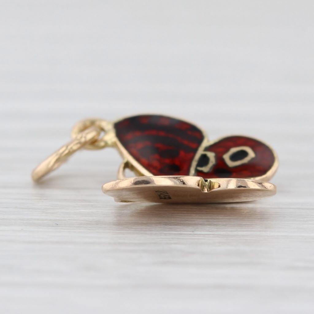 Vintage Enamel Butterfly Charm 14k Yellow Gold Germany Pendant