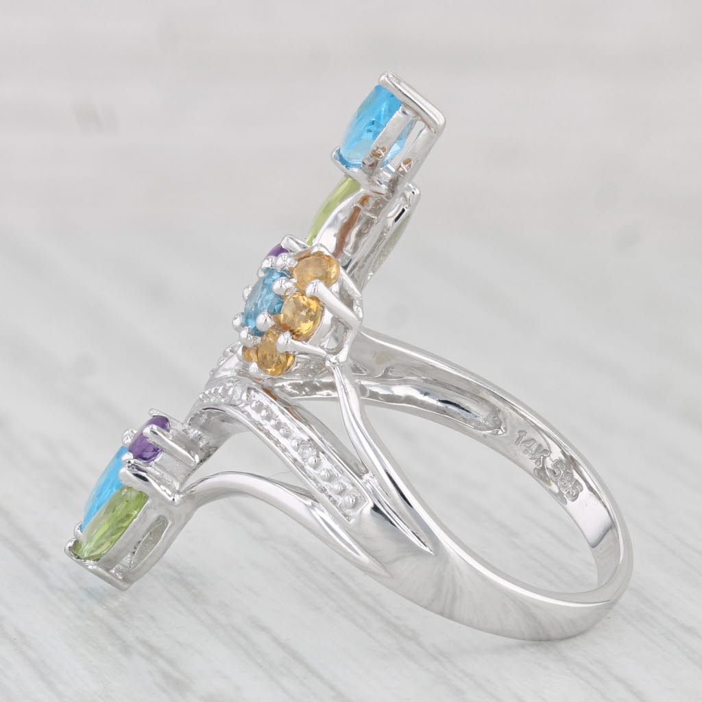 Light Gray 1.56ctw Gemstone Ring 14k White Gold Size 7.25 Amethyst Peridot Topaz Citrine