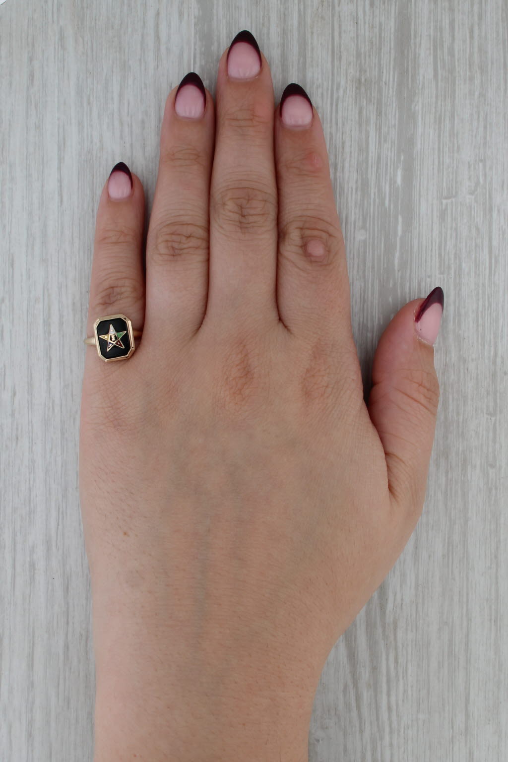 Order Eastern Star OES Signet Ring 10k Yellow Gold Onyx Size 5.25 Masonic