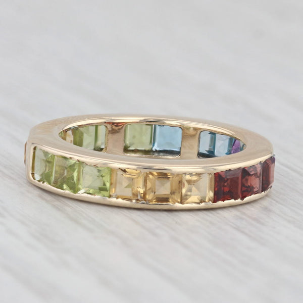 3.62ctw Rainbow Gemstone Eternity Ring 10k Gold Peridot Citrine Garnet Topaz