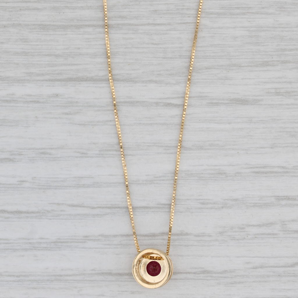 Gray 0.35ct Round Garnet Solitaire Pendant Necklace 14k Yellow Gold 18" Box Chain