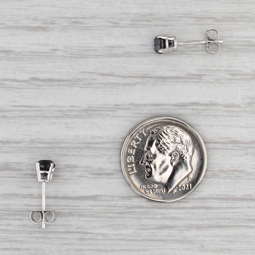 0.54ctw Black Diamond Stud Earrings 14k White Gold Round Solitaire Studs