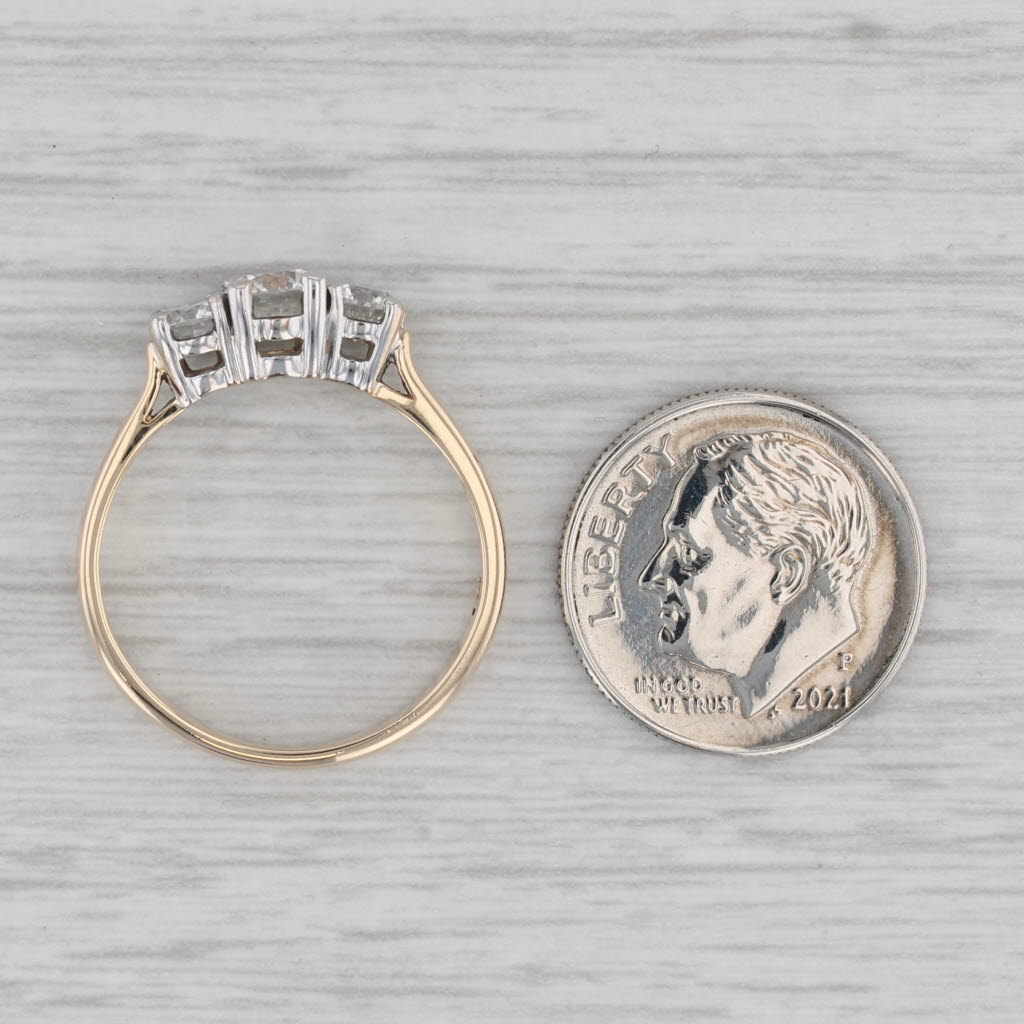 Gray 1.06ctw Oval 3-Stone Diamond Engagement Ring 14k Yellow Gold Size 7.25