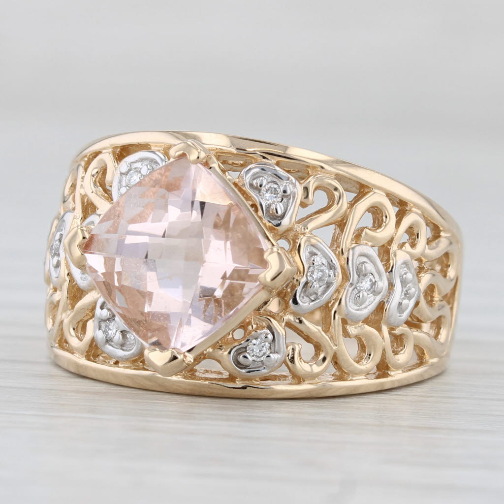 Light Gray 3.62ctw Morganite Diamond Cocktail Ring 14k Yellow Gold Size 9