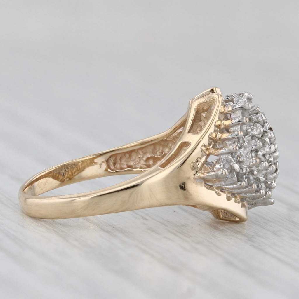 Light Gray 0.35ctw Diamond Cluster Ring 10k Yellow White Gold Size 7
