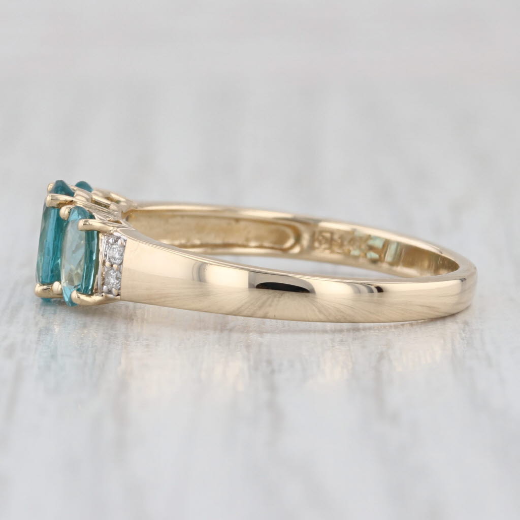 1.53ctw Green Apatite 3-Stone Diamond Ring 14k Yellow Gold Size 10