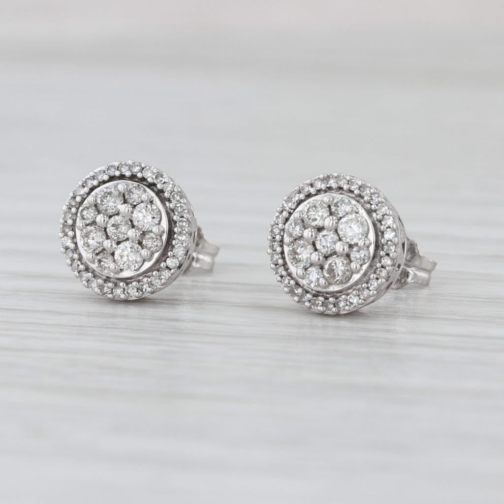 0.42ctw Diamond Cluster Halo Stud Earrings 10k White Gold Studs