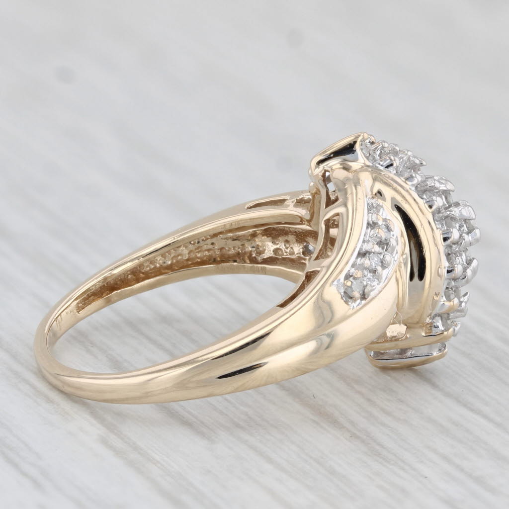 Light Gray 0.14ctw Diamond Cluster Bypass Ring 10k Yellow Gold Size 5.5