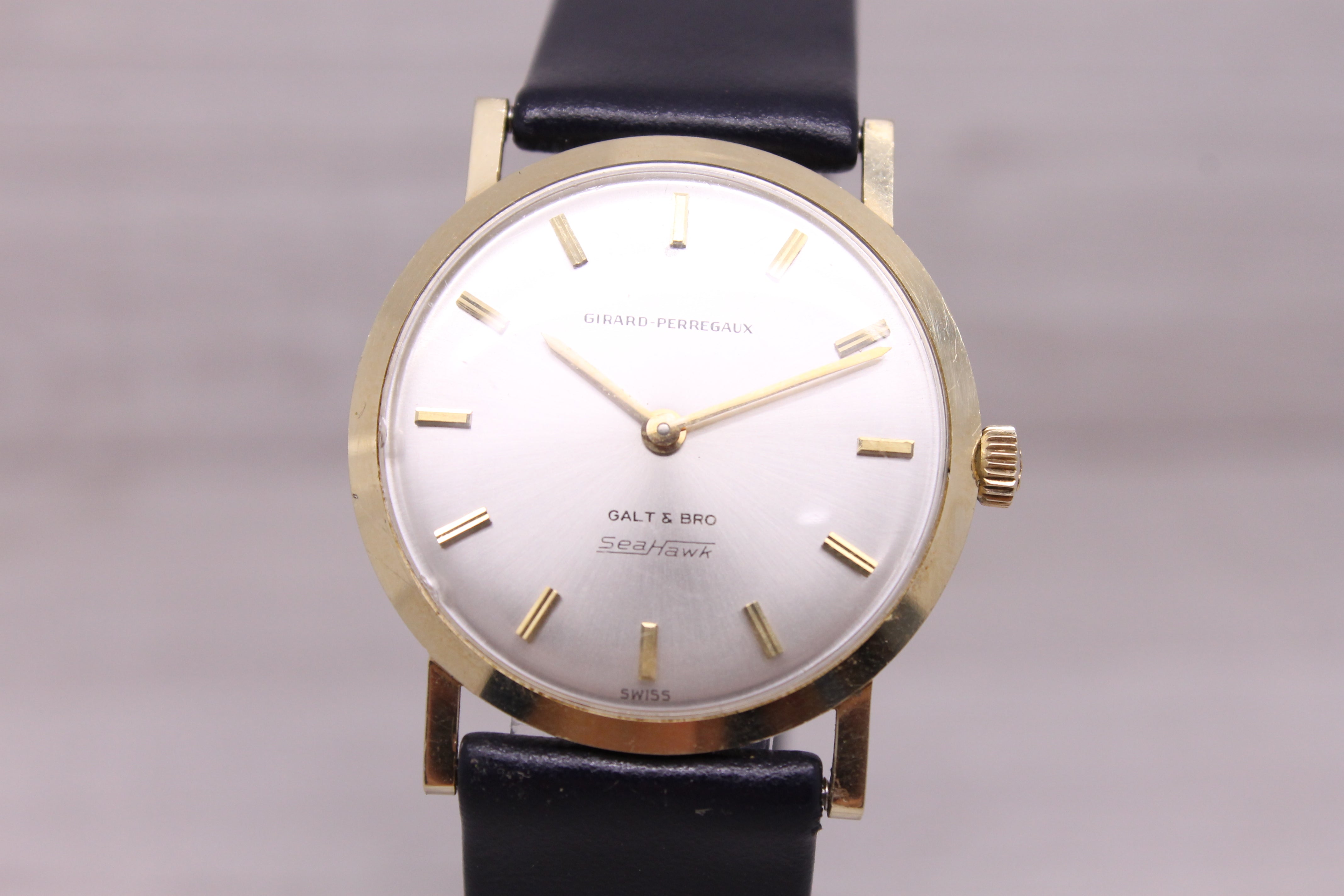 Gray Vintage Girard Perregaux Seahawk 14k Solid Gold 30.5mm Watch Galt Bro - ORIGINAL