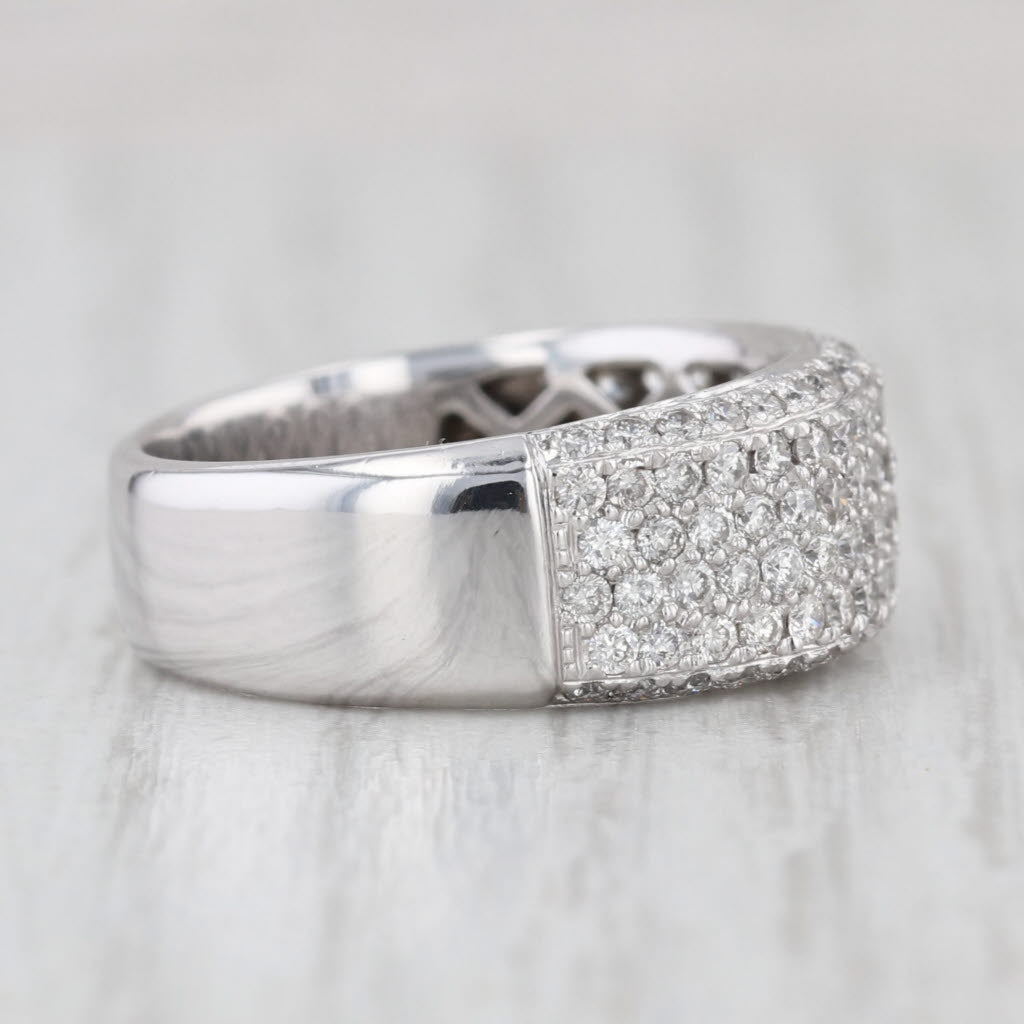 1.20ctw Pave Diamond Ring 14k White Gold Size 7.25 Wedding Anniversary Band