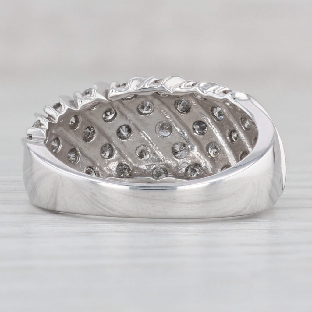 Light Gray 0.75ctw Diamond Scalloped Ring 10k White Gold Size 8