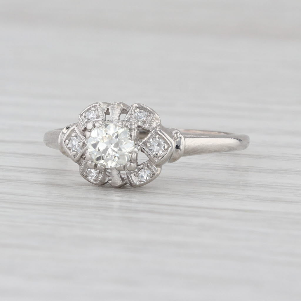 Art Deco 0.51ctw Old European Diamond Engagement Ring 900 Platinum Size 10.25