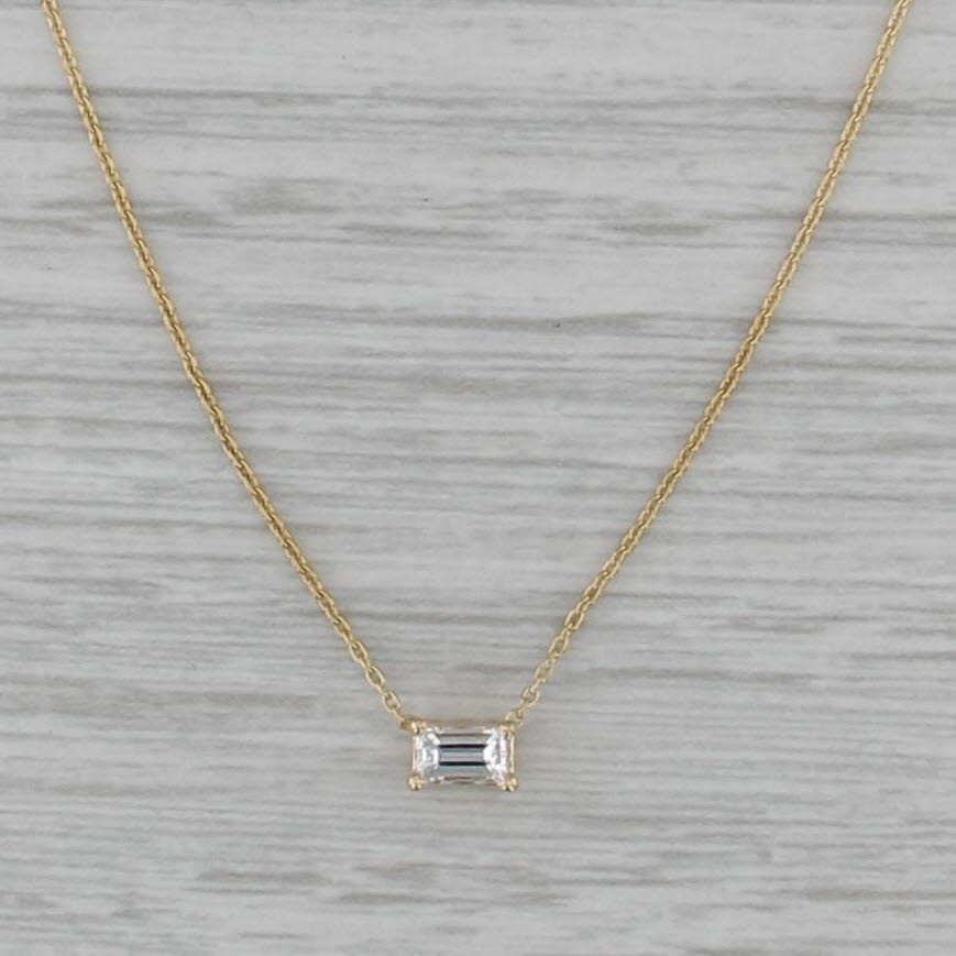 0.30ct Diamond Solitaire Pendant Necklace 14k Gold Adjustable Cable Chain