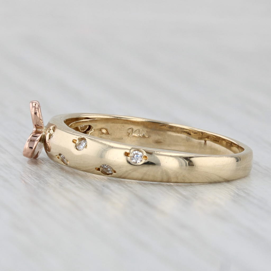 Light Gray Cubic Zirconia Buttefly Ring 14k Yellow Rose Gold Stackable Band