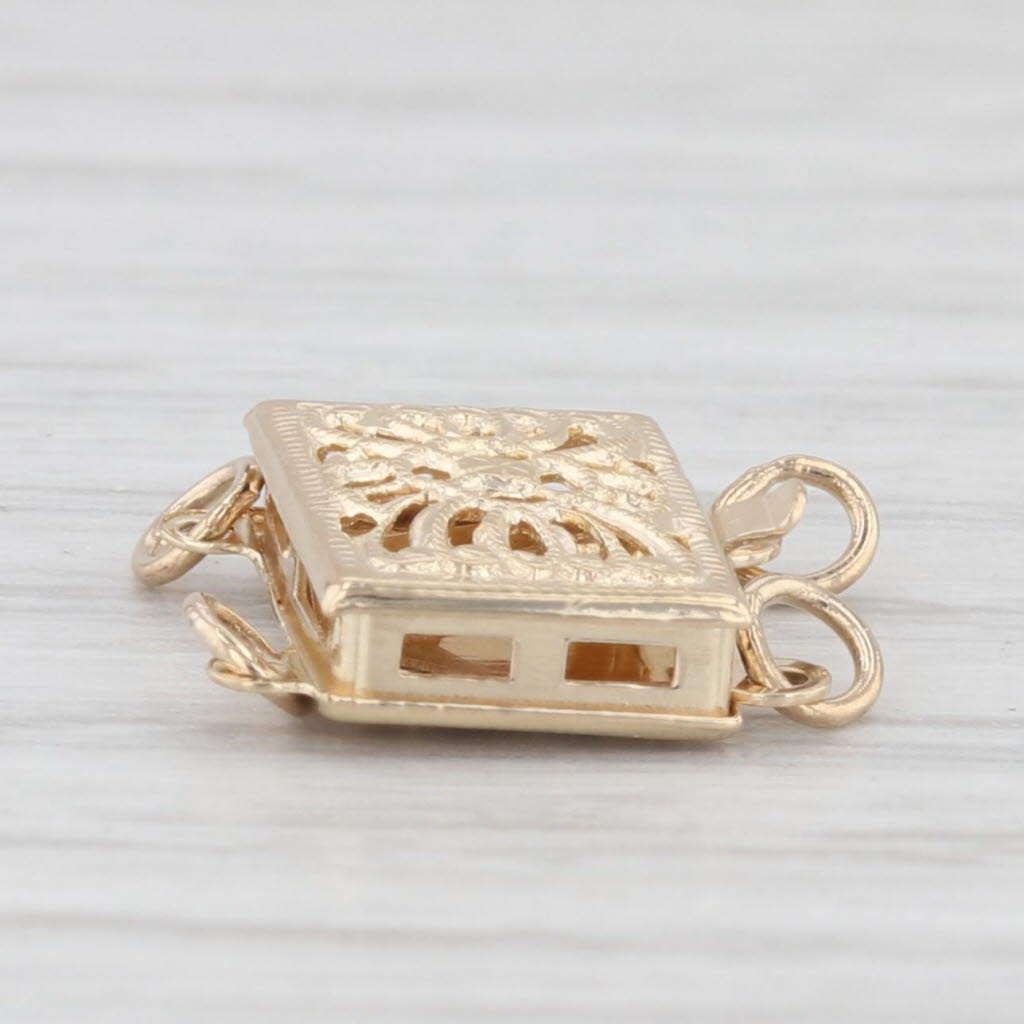 Light Gray Filigree Pearl Clasp 14k Yellow Gold Jewelry Making Repair Findings