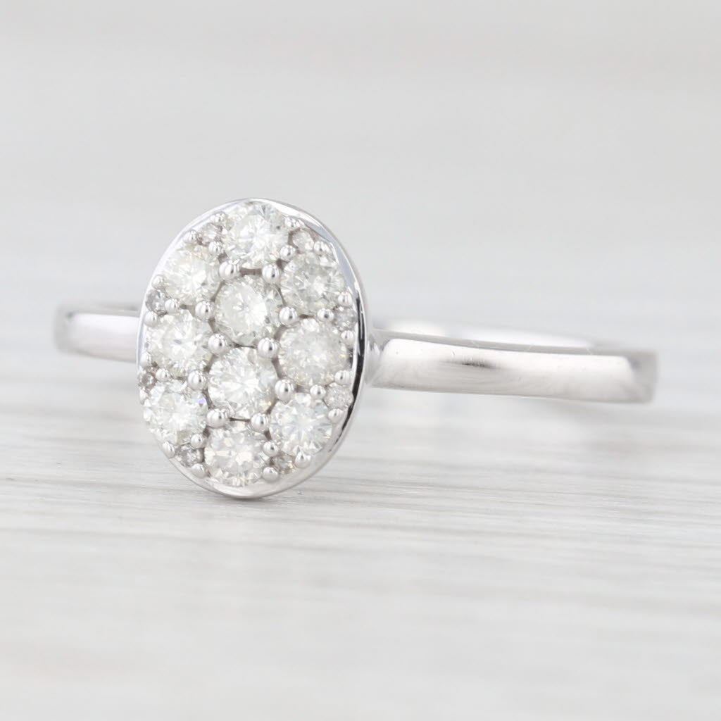 0.35ctw Pave Cluster Diamond Ring 10k White Gold Size 7 Engagement