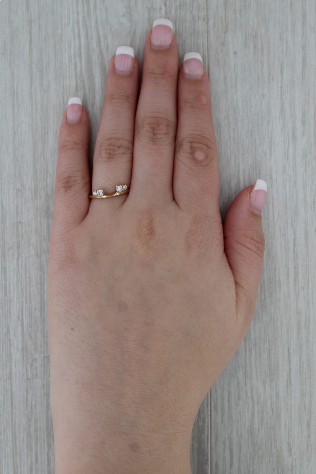 0.15ctw Diamond Wedding Band Jacket Guard 14k Gold Size 7.5 Stackable Ring