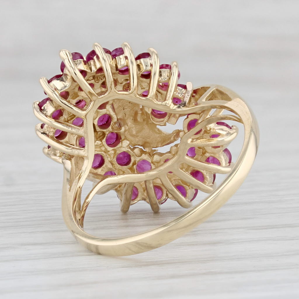 Light Gray 2.60ctw Ruby Cluster Ring 10k Yellow Gold Size 9.25 Cocktail