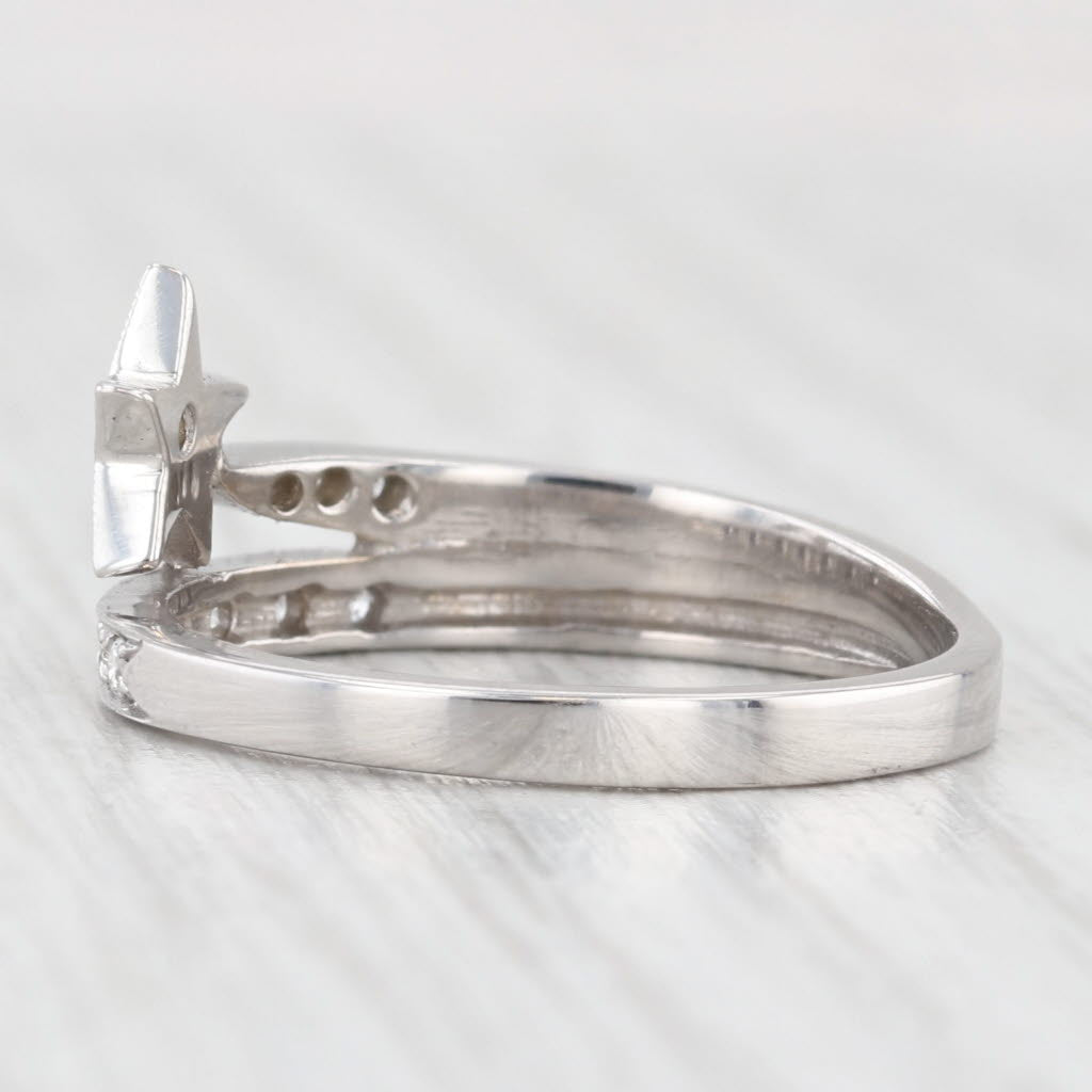 Light Gray 0.10ctw Diamond Shooting Star Ring 14k White Gold Size 8.5 Stackable