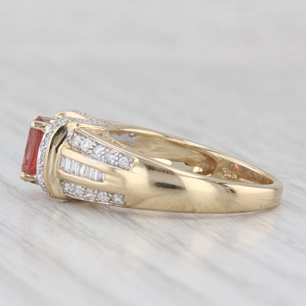Light Gray 1.20ctw Pink Tourmaline Diamond Ring 14k Yellow Gold Size 7