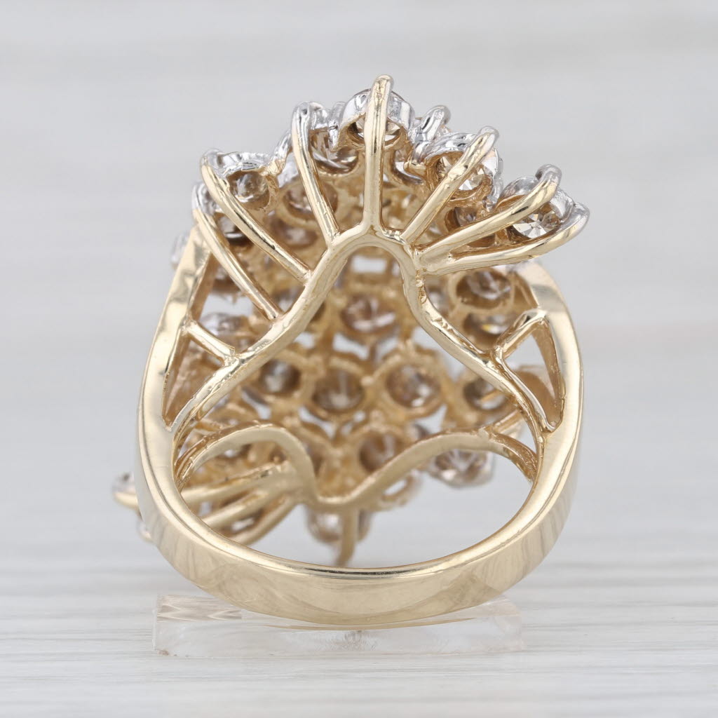 5ctw Brown Diamond Cluster Cocktail Ring 14k Yellow Gold Size 8.5
