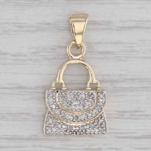 Diamond Accented Purse Hand Bag Pendant 10k Yellow Gold