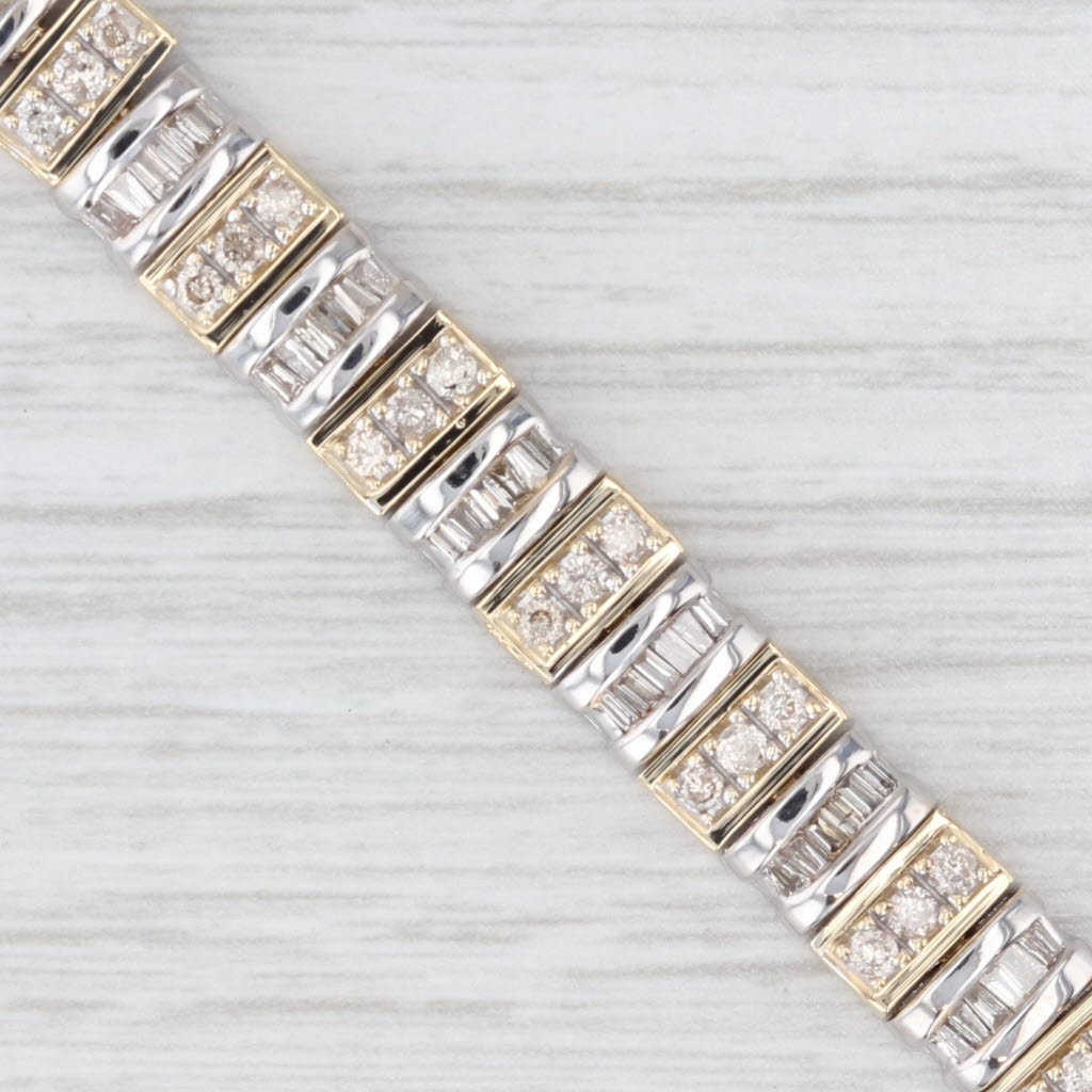 Light Gray 3.10ctw Diamond Bracelet 14k Yellow White Gold 7.25" 7.3mm