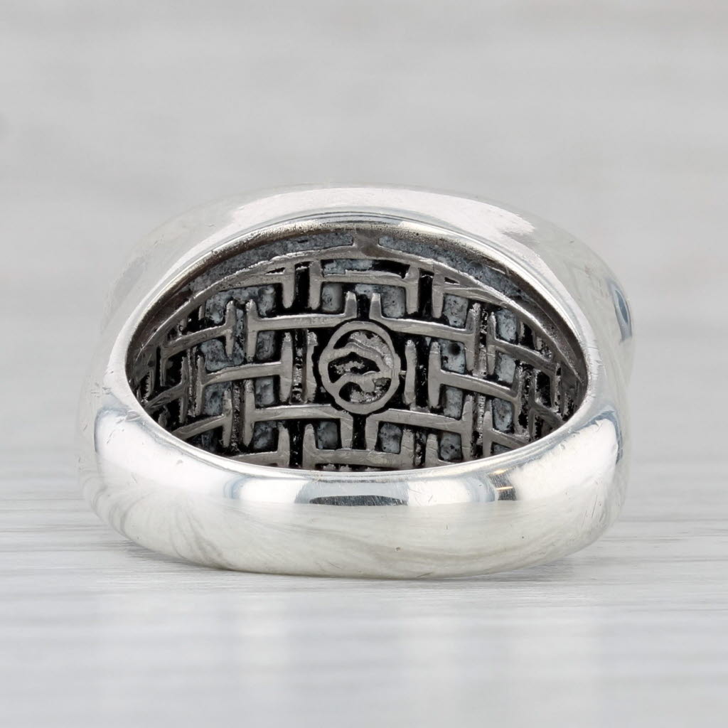 Light Gray Effy Black Glass Cabochon Ring Sterling Silver 10k Gold Size 7