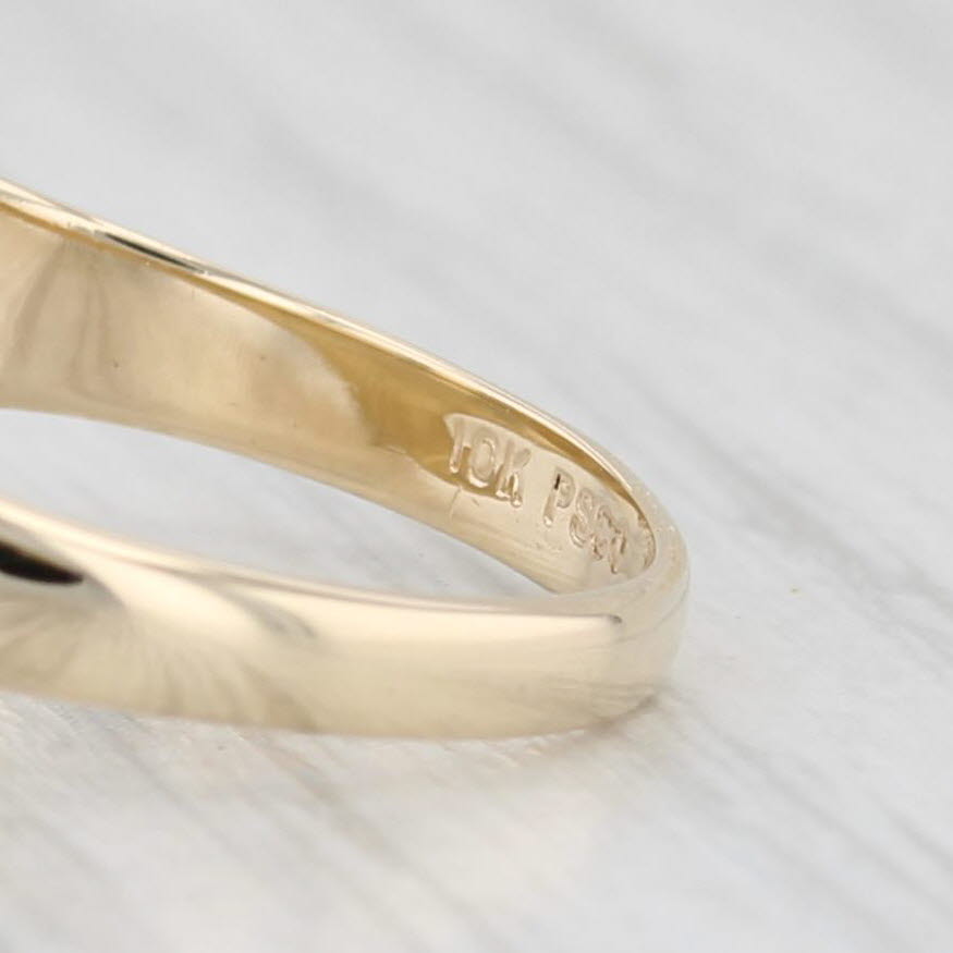 Light Gray Vintage Engravable Signet Ring 10k Yellow Gold Size 4.75 PSCo
