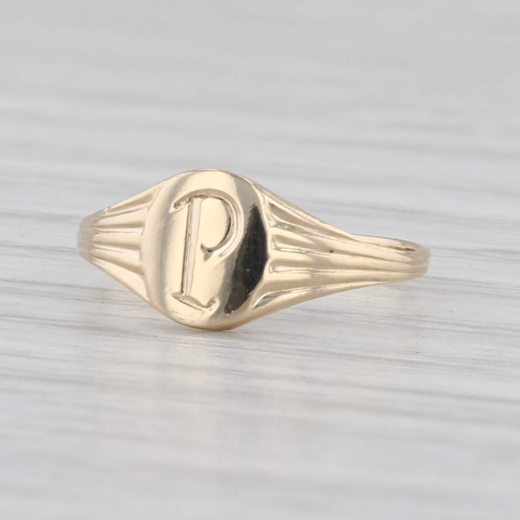 Vintage Initial P Signet Ring 10k Yellow Gold Size 1 Baby